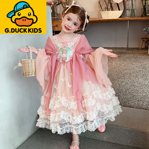 G.duck Little Yellow Duck Lolita Girls Princess Dress Spring and Autumn 2025 New Children's Birthday Party Dress for Girls Baby Pink Spring and Autumn Style 100