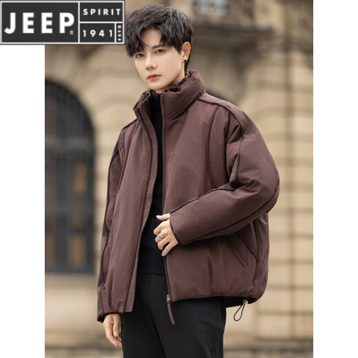 JEEP SPIRIT2025 Winter Down Jacket Men's 90 White Duck Down Stand Collar Loose Thickened Warm Fashion Jacket Handsome Top Clothes Trendy YR2560 Black 2XL