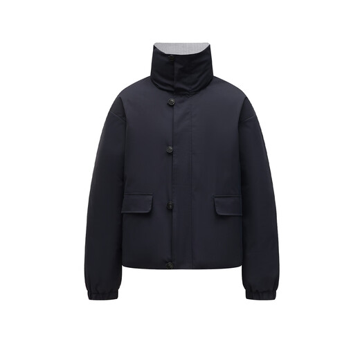 GROUND ZERO可双面穿情侣款字母绣花90白鸭绒立领羽绒服外套 藏青色 2XL   