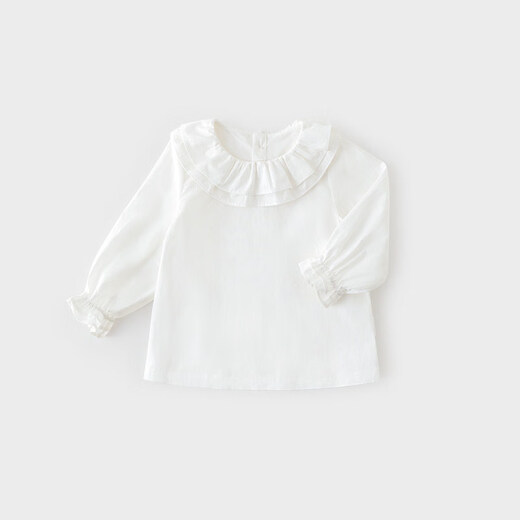 Koala Nose Double Layer Lace Collar Top Exquisite Aesthetic Wear French Simple Versatile Shirt for Baby Girl Milk White 100