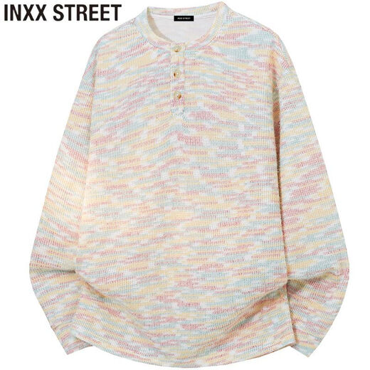 Inxx (inxx) preview INXX STREET American color contrast striped sweatshirt for men and women spring and autumn breathable long-sleeved loose T-shirt rainbow color M recommended 95-110Jin Jin equals 0.5 kg