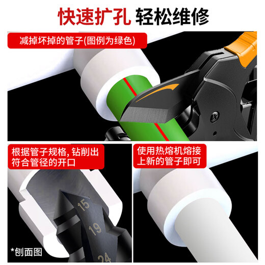 Woyi Tools WO YI TOOLSPPR lift drill bit new hexagonal drill bit plastic water pipe plastic hole expander punch hole opener special upgrade one PPR lift drill 1 piece