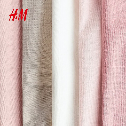 H&M 2026 Spring New Children's Clothing Children's Girls 5-piece T-shirt 1318443 Pink/White/Beige 110 110/56 (2-4Y)