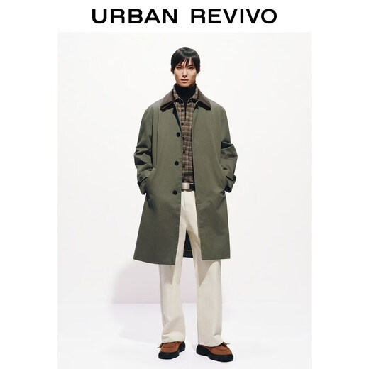 UR2026 Весенняя новая мужская мода в стиле ретро, ​​ванна, контрастный цвет, длинная ветровка с лацканами UMF160013