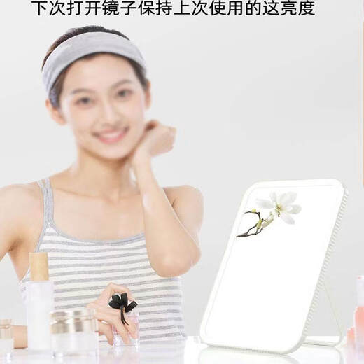 LE RUI JIA LED makeup mirror with light touch switch portable dormitory female office dressing table desktop mirror with fill light white