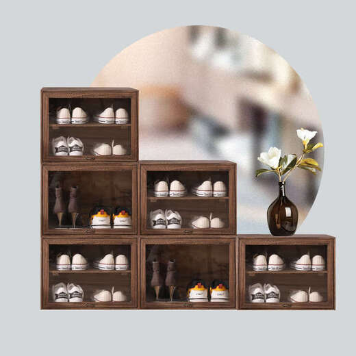 Yusenyi solid wood dust-proof transparent storage rack shoe box sneaker storage box shoe rack anti-oxidation shoe cabinet shoe wall dormitory DZ+31 refired 46x34x34cm