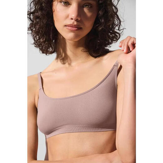 ALO YOGA women's bra seamless push-up thin soft daily sports bra simple Taupe one size | S