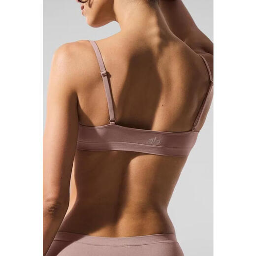 ALO YOGA women's bra seamless push-up thin soft daily sports bra simple Taupe one size | S
