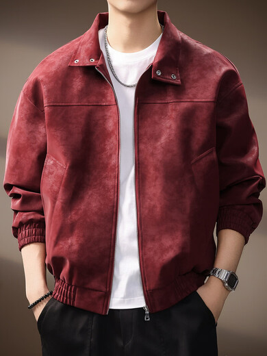 Noble color high-end American retro tie-dyed PU leather jacket for men in spring and autumn trendy brand handsome casual leather jacket for men Obsidian Black 3XL suitable for 190-210Jin Jin is equal to 0.5 kg