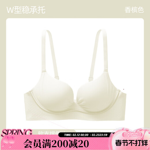 Six Rabbits Seamless Bra for Women with Small Breasts Pushing Up and Cupping to Show Bigger Breasts, Preventing Sagging and Expanding Bras, Champagne M =75AB