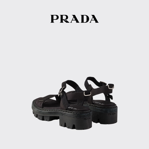 PRADA/Prada gift women's canvas sandals shoes black 36.5