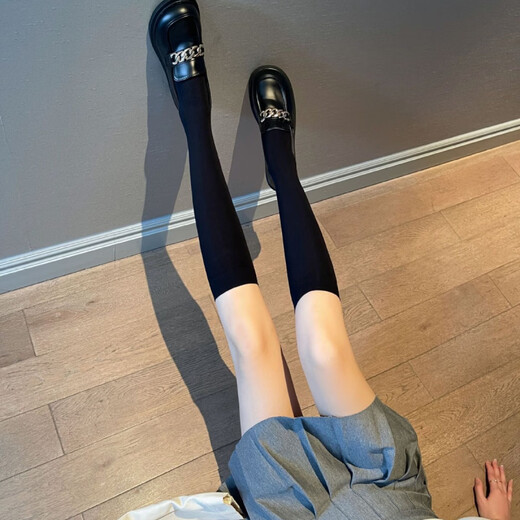 Black socks women's socks spring and autumn goose down long tube knee-high jk calf socks non-falling pressure Japanese sweet black mid-calf socks one size