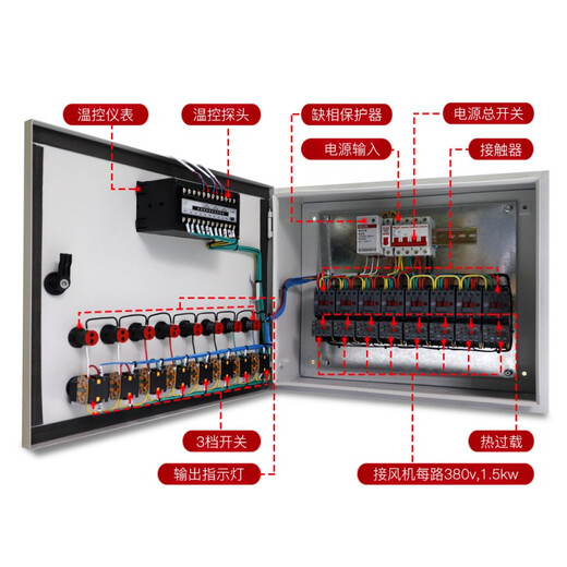 Xinbaoke breeding temperature control box temperature time control box fan water curtain box breeding farm environment controller 4-way box + 2 10-meter probes