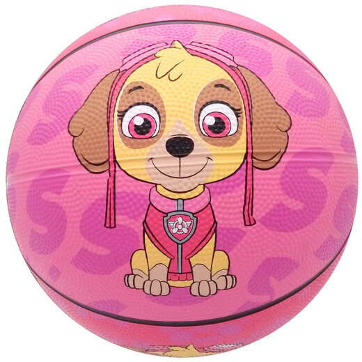 Ai Enze Paw Team children's basketball toy racket rubber ball with pump Tiantian No. 5 pink