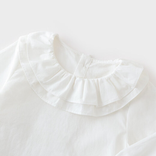 Koala Nose Double Layer Lace Collar Top Exquisite Aesthetic Wear French Simple Versatile Shirt for Baby Girl Milk White 100