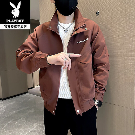Playboy (PLAYBOY) men's jacket new style 2026 trendy brand handsome workwear stand collar jacket men's spring and autumn casual short top red 1961 M recommended 90-110Jin Jin equals 0.5 kg