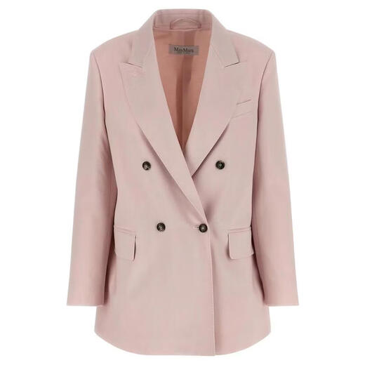 MAX MARA Women's Jacket Warm Anti-wrinkle Blended Commuting Work Jacket Simple Pink One Size |44