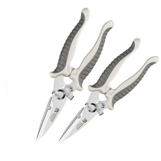 CLCEY stainless steel electronic scissors electrician scissors 7 inches 8 inches powerful iron scissors ceiling scissors aluminum gusset plate wire trough 8 inches 1027 gray handle upgraded front