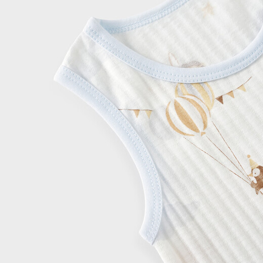Tongtai (TONGTAI) baby bag, summer pure cotton baby clothes for men and women, sleeveless jumpsuit, triangle romper, jacquard, blue 80cm