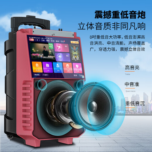 Xianfei outdoor trolley speaker square dance audio with display microphone ktv elderly karaoke wireless network wifi high power dance machine video machine touch network version + dual microphone + 32GU disk + bracket