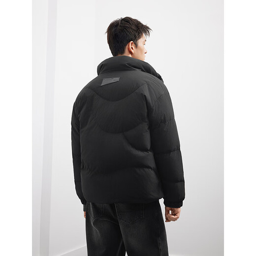 GXG Men's Solid Color Fashion Down Jacket 25 Winter New Stand Collar Classic Jacket Black 165/S