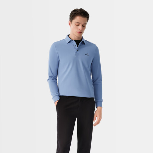 Biyinlefen anti-wrinkle and dry autumn men's casual multi-color business commuting long-sleeved POLO shirt can be used as a base layer 21 dark red XL 110