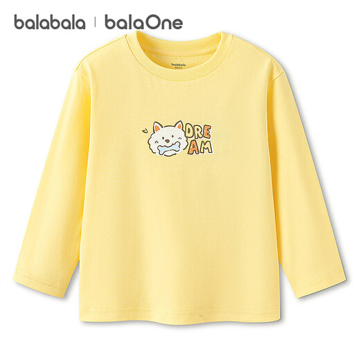 BALABALA balaOne BALABALA children's long-sleeved T-shirt for boys and girls 2026 new spring cute cartoon top lemon yellow 30312 80