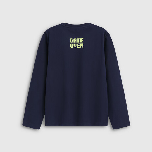 Gap Gap boys 2026 spring new pure cotton logo flip sequin loose long-sleeved T-shirt children's wear 861993 navy blue 110 cm (4-5 years old) Asian size