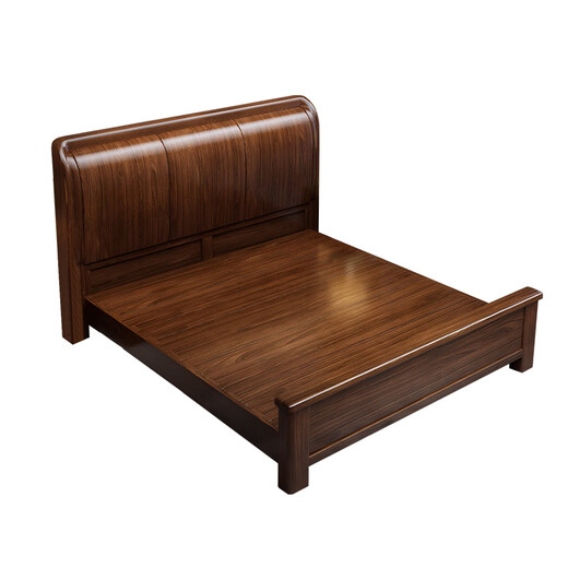 Youkaji silent mortise and tenon solid wood bed 1.8m x 2m walnut master bedroom double bed full bed MJ88 1.8m bed