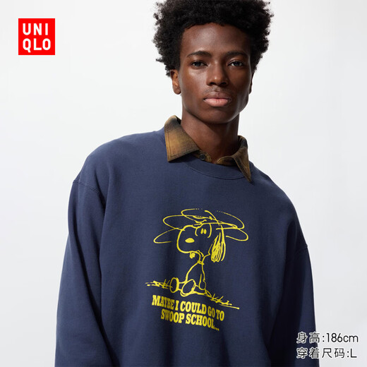 UNIQLO Men's and Women's UT PEANUTS sweatshirt/long-sleeved sweatshirt 485028 69 Navy M