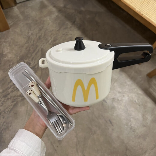 He Jiagong's new Sheniu pressure cooker type 304 stainless steel instant noodle bowl with lid for student dormitory, high-looking rice bowl, large capacity, bowl + lid + m sticker, large size 1600 304 food grade stainless steel liner