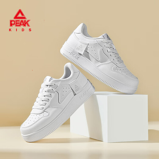 Peak Children's Shoes Girls' Shoes Student Classic Versatile White Shoes 2026 Spring New Boys Casual Sports Shoes White 35