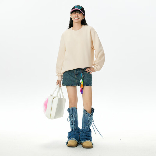 MINISO Youth American Casual Loose Sweatshirt Men's Spring Sports Heavy Design Pullover Gray Bean Green L