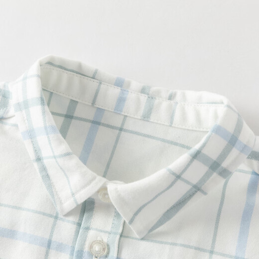 DAVE&BELLA children's plaid shirt cotton boys' shirt 2026 spring new baby boy long-sleeved top children's clothes green plaid ready stock 120 cm (recommended height 110-120cm)