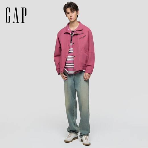 GAP men's 2026 spring new cotton multi-pocket loose stand-up collar long-sleeved jacket casual and versatile 854128