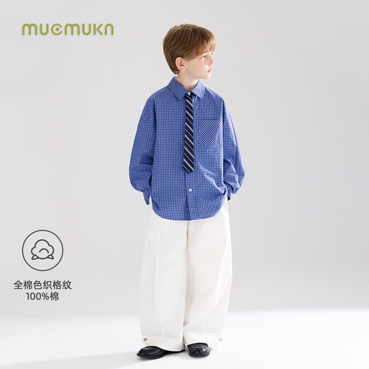 Mucmukn college freshman blue plaid tie design layered shirt for boys and girls 26 spring new style
