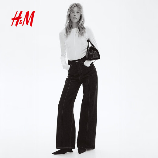 H&M 2026 new spring women's long-sleeved sweater 1322858 black S 160/88