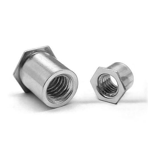 CLCEY through hole pressure riveting stud stainless steel nut column flat head hexagonal internal thread fastener SOS screw extension column 3 points 5M3-92000 bottom holes 5 points 4