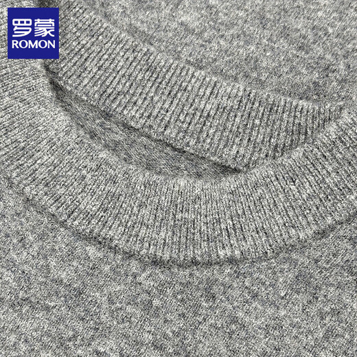 ROMON 100% wool pure wool sweater for men 2025 autumn and winter new warm men's knitted sweater men's sweater medium gray 2XL 180 (recommended weight 145-160Jin Jin equals 0.5 kg)