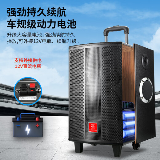 Xianfei Square Dance Audio outdoor trolley speaker high-power home karaoke Bluetooth mobile high-volume amplifier wireless microphone portable wooden box 8-inch three-way 7 speakers + single microphone