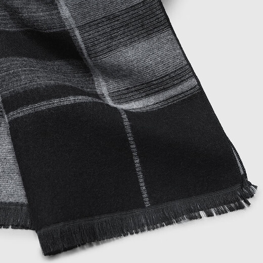 Goldlion wool scarf men's classic plaid fashion British gentleman warm high-end birthday scarf black-98 177cm*34cm