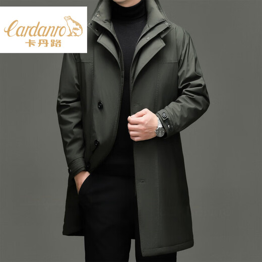 CARDANRO luxury brand high-end men's 95 white goose down down jacket detachable multi-wear mid-length winter windbreaker khaki 4XL 195