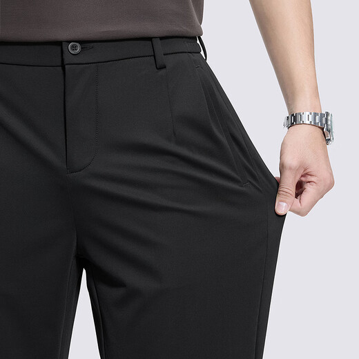 Dances with Wolves Containing Mulberry Silk Casual Pants Men's 2026 Spring and Summer New Stretch Breathable Men's Commuting Slim Nine-Point Pants Men