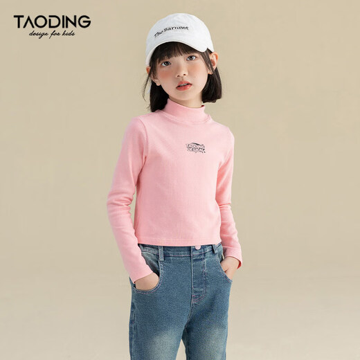 Taoding Taoding camiseta de manga larga para niñas primavera y otoño nuevos niños medianos y grandes retro versátil cuello alto estilo coreano camisa informal