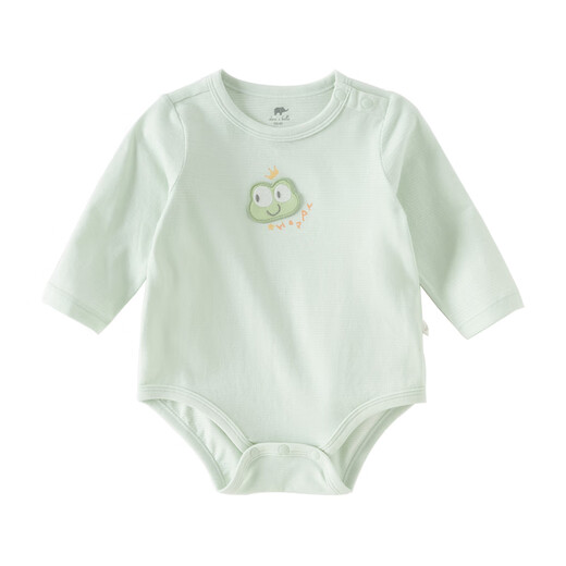 DAVE&BELLA Newborn Romper 2026 Spring New Antibacterial and Anti-mite Jumpsuit for Baby Girl One-piece Bodysuit for Boy Baby Triangle Harness Green Ready in Stock 59cm (Recommended Height 52-59cm)