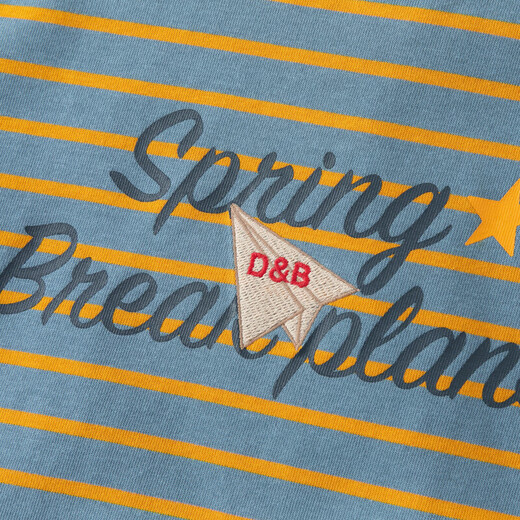 DAVE&BELLA boys' long-sleeved T-shirt pure cotton medium and large children's bottoming shirt 2026 new children's spring top little boy pullover blue stripe ready stock 160 cm (recommended height 150-160cm)