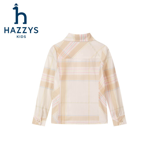 HAZZYS children's clothing girls' shirt 2026 Spring College Lapel Temperament Long Sleeve Top Gray Khaki 165