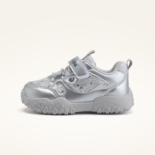 Minibala (minibala) children's shoes, children's sports shoes, spring new wear-resistant cushioning outdoor casual running shoes for boys and girls, anti-collision for small and medium-sized children, smoke gray silver 26 (shoe inner length is about 17.0cm)