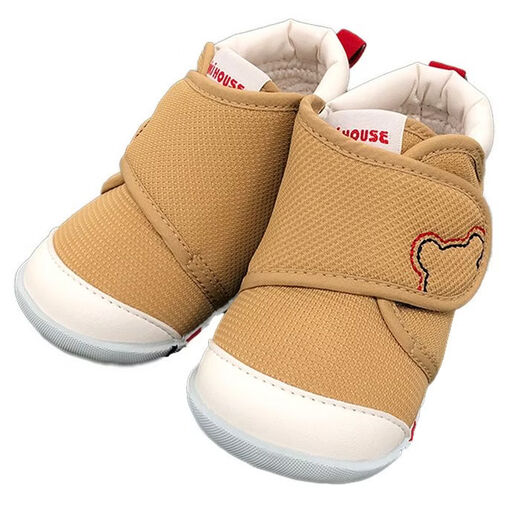 MIKIHOUSE Toddler Shoes Mickey House Bear Embroidery Beginner Shoes (11.5cm-13.5cm) Shoes Direct Shipping from Japan Beige (09) 12cm