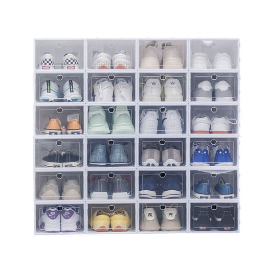 Fantasy transparent shoe storage box dust-proof shoe box multi-layer foldable shoe rack style shoe cabinet shoe box storage pink men's model buy 4 get 4 free eight boxes 1x1x1cm